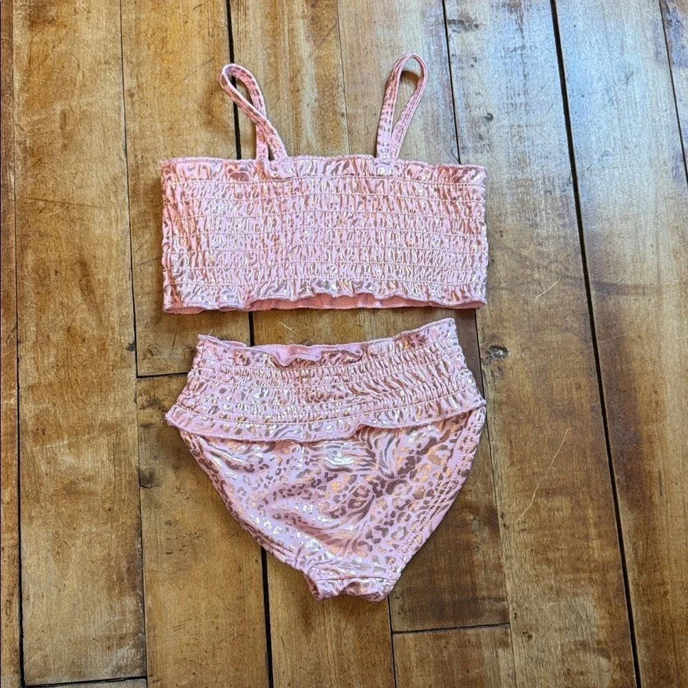 Vince Camuto Pink Smocked Bikini Set 3T leopard gold beach vacation summer